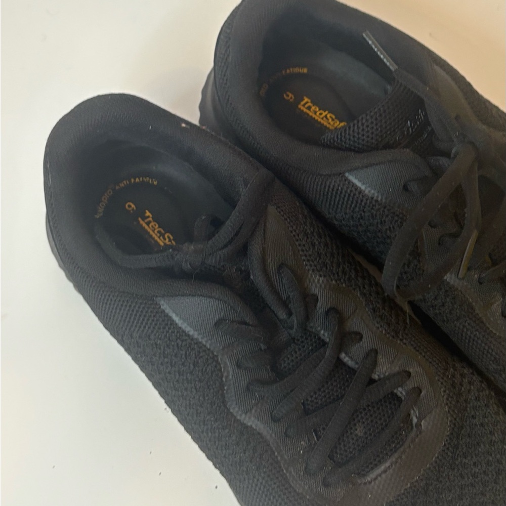 Black non-slip work wear black sneakers skid size 9 fast food shoes - Picture 3 of 16